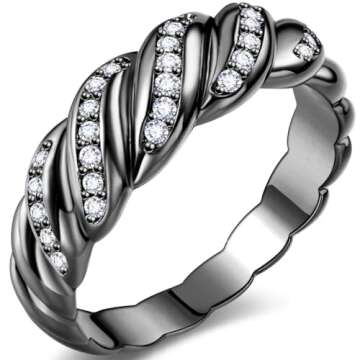 LOTIITEL Heart Cut Cubic Zirconia Crystal 18k Gold Promise Engagement Wedding Rings for Women Her Va...