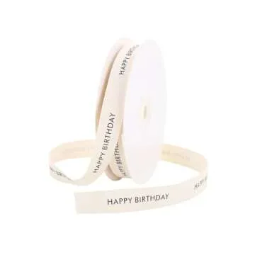 5/8" x 25 Yards Natural Cotton Herringbone Custom Printed Ribbon for Christmas, Weddings, Birthdays,...