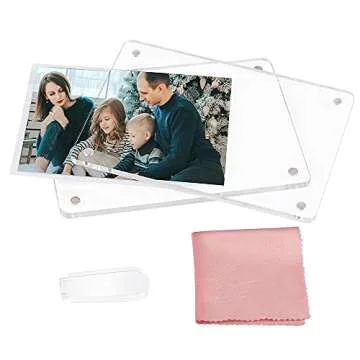 ECOSEAO Minimalist Picture Frame Acrylic Glass Photo Frame with Desktop Display Horizontally or Vertically (4x6inch-3Pack)