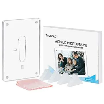 ECOSEAO Minimalist Picture Frame Acrylic Glass Photo Frame with Desktop Display Horizontally or Vertically (4x6inch-3Pack)