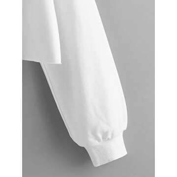 SweatyRocks Women's Casual Long Sleeve Raw Hem Pullover Crop Tops Sweatshirts White XL
