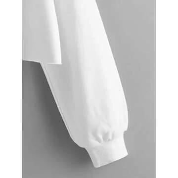 SweatyRocks Women's Casual Long Sleeve Raw Hem Pullover Crop Tops Sweatshirts White XL