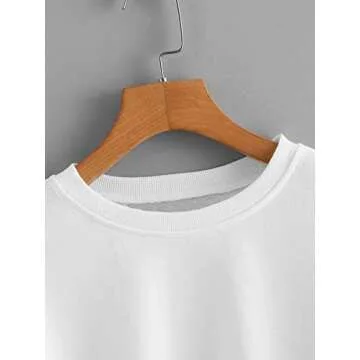 SweatyRocks Women's Casual Long Sleeve Raw Hem Pullover Crop Tops Sweatshirts White XL