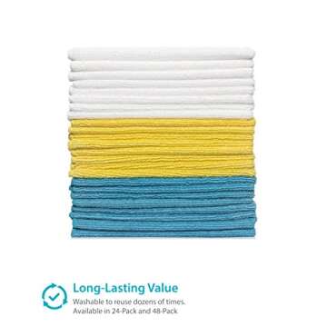 Zeppoli Reusable Microfiber Cleaning Cloth Set - 12 x 16 Inches Microfiber Cloth - 24 Pack Washcloth, Auto Detailing Supplies – Cleaning Rags, Works Great with Windex