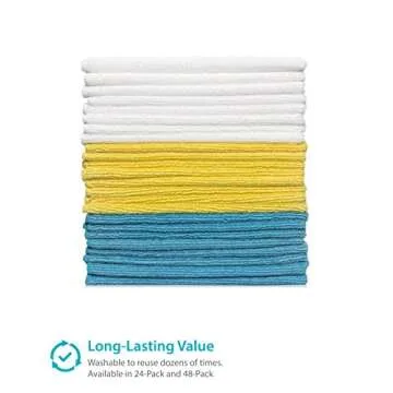 Zeppoli Reusable Microfiber Cleaning Cloth Set - 12 x 16 Inches Microfiber Cloth - 24 Pack Washcloth, Auto Detailing Supplies – Cleaning Rags, Works Great with Windex