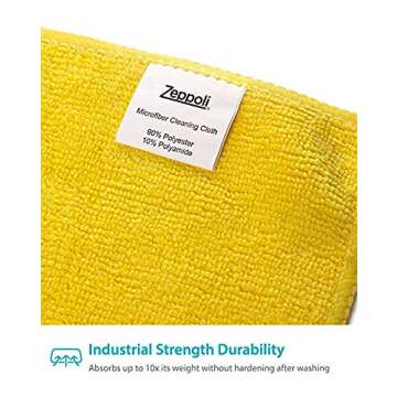 Zeppoli Reusable Microfiber Cleaning Cloth Set - 12 x 16 Inches Microfiber Cloth - 24 Pack Washcloth, Auto Detailing Supplies – Cleaning Rags, Works Great with Windex