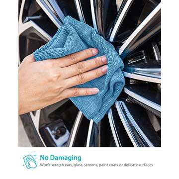 Zeppoli Reusable Microfiber Cleaning Cloth Set - 12 x 16 Inches Microfiber Cloth - 24 Pack Washcloth, Auto Detailing Supplies – Cleaning Rags, Works Great with Windex