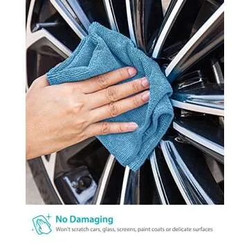 Zeppoli Reusable Microfiber Cleaning Cloth Set - 12 x 16 Inches Microfiber Cloth - 24 Pack Washcloth, Auto Detailing Supplies – Cleaning Rags, Works Great with Windex