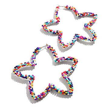 BEST LADY Statement Beaded Hoop Earrings - Fashion Bohemian Handmade Whimsical Drop Earrings for Wom...