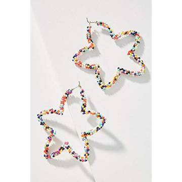 BEST LADY Statement Beaded Hoop Earrings - Fashion Bohemian Handmade Whimsical Drop Earrings for Women Jewelry, Idear Gifts for Mom, Sisters and Friends (Multi Star)