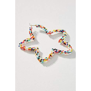 BEST LADY Statement Beaded Hoop Earrings - Fashion Bohemian Handmade Whimsical Drop Earrings for Women Jewelry, Idear Gifts for Mom, Sisters and Friends (Multi Star)