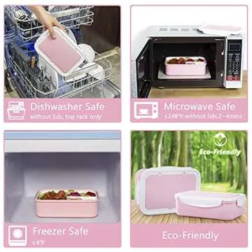 Thousanday Bento Lunch Box - 3 Compartment Leak-Proof Containers