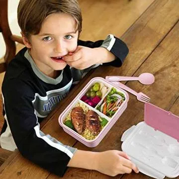 Thousanday Bento Lunch Box - 3 Compartment Leak-Proof Containers