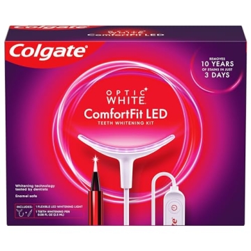 Colgate Optic White ComfortFit Teeth Whitening Kit with LED Light and Whitening Pen, LED Teeth White...