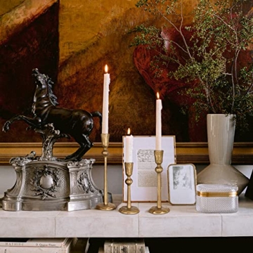 Antique Brass Iron Taper Candle Holder Set for Elegant Decor