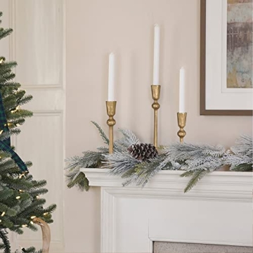 Antique Brass Iron Taper Candle Holder Set for Elegant Decor