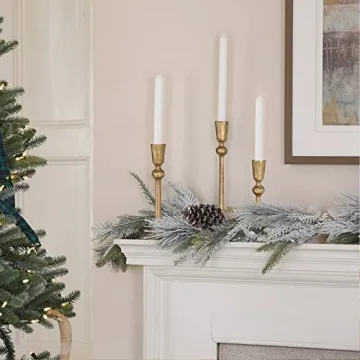 Antique Brass Iron Taper Candle Holder Set for Elegant Decor