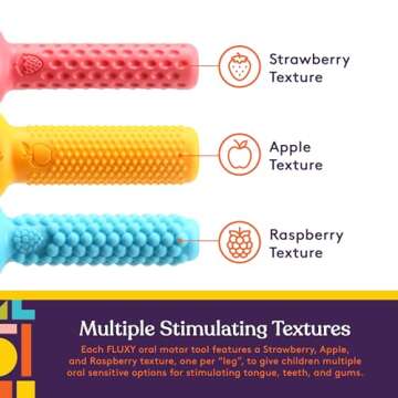 FLUXY Oral Sensory Chew Toys for Kids and Toddlers, Stimulation Motor Therapy Aid with Soft, Flexibl...