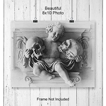 Goth Wall Art & Decor - Gothic Room Decor - Wiccan Wicca Witchcraft Supplies - Pagan Gifts - Medieval Midevil Decor - Creepy Scary Living Room Decorations - Spooky Skull Wall Decor Poster - Unframed