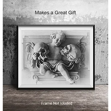 Goth Wall Art & Decor - Gothic Room Decor - Wiccan Wicca Witchcraft Supplies - Pagan Gifts - Medieval Midevil Decor - Creepy Scary Living Room Decorations - Spooky Skull Wall Decor Poster - Unframed