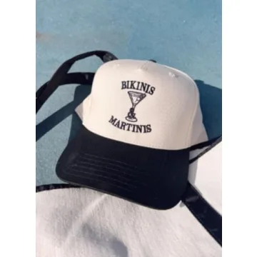 Stylish Bikinis & Martinis Vintage Trucker Hat for Summer