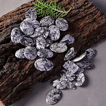 GEMKORA 100 cts Pinolith Jasper Gemstone Wholesale Cabochons Lot, Jewelry Making Assorted Loose Gemstone, Polished Decor Specimen, DIY, Wire Wrapping, Healing Crystals, Bulk Gemstone Deal 2 to 4pcs