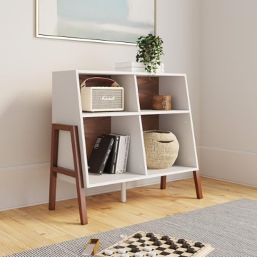 Modern White Brown 4-Cube Storage Organizer by Nathan James