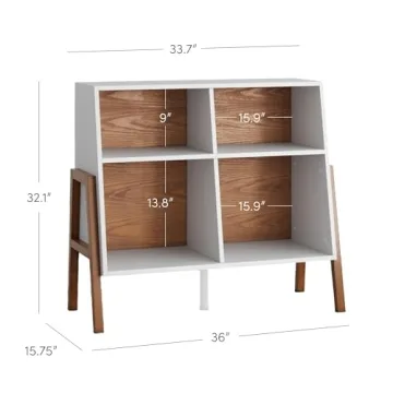 Modern White Brown 4-Cube Storage Organizer by Nathan James