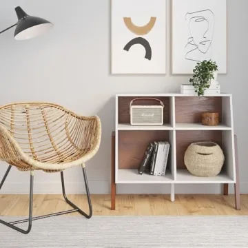 Modern White Brown 4-Cube Storage Organizer by Nathan James