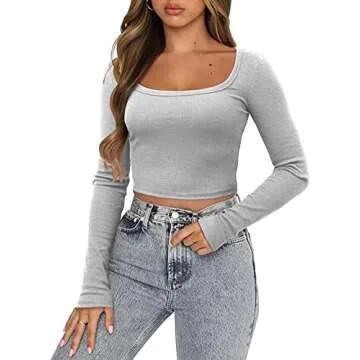 Chic Long Sleeve Crop Tops for Women - Y2K Style