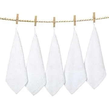 Yoofoss Luxury Washcloths Towel Set 10 Pack Baby Wash Cloth for Bathroom-Hotel-Spa-Kitchen Multi-Purpose Fingertip Towels & Face Cloths - White