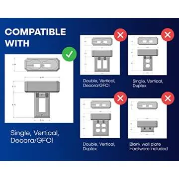 HOYT DESIGN Electric Toothbrush Holder, Wall Mount, Compatible with Oral-B, Holds 2 Chargers, Mounts on Single GFCI/Decora Outlet ONLY. (Charger/Brushes NOT Included), White, OB2C-GSSV