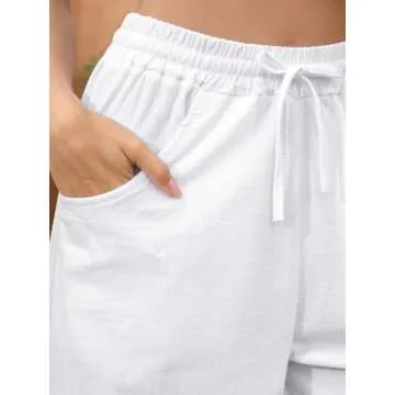 Fancysters Summer High Waisted Cotton Linen Pants with Pockets