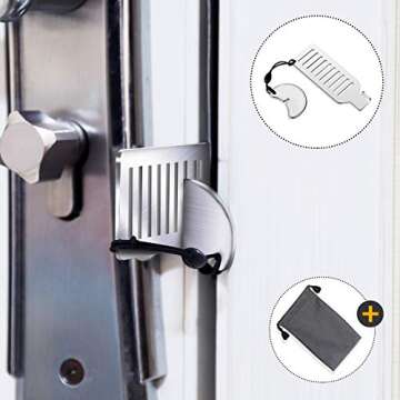 Portable Door Lock for Travel - Improved Travel Door Lock Hotel Door Lock Apartment Security Device Door Jammer ozozo Silver