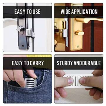 Portable Door Lock for Travel - Improved Travel Door Lock Hotel Door Lock Apartment Security Device Door Jammer ozozo Silver