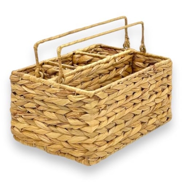 Large Wicker Utensil Caddy Carrier - Eco-Friendly Kitchen Organizer