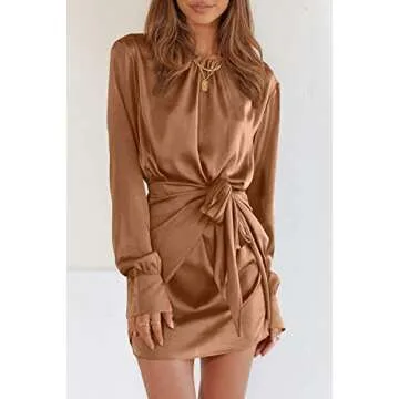 Elegant Spring Satin Dress for Women | PRETTYGARDEN