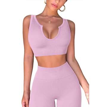 QINSEN Women's Seamless Yoga Set in Rosy - Comfort & Style
