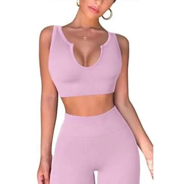 QINSEN Women's Seamless Yoga Set in Rosy - Comfort & Style