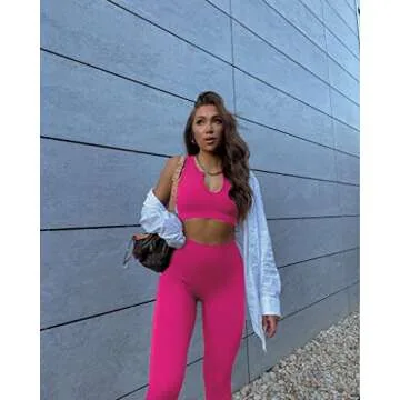 QINSEN Women's Seamless Yoga Set in Rosy - Comfort & Style