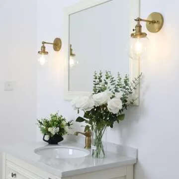 Pathson Industrial Wall Sconce with Round Clear Glass Globe Shade, Vintage Style Wall Lamp Farmhouse Wall Light Fixtures for Loft Bathroom Bedroom