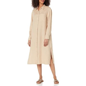 The Drop Women's Fiona Relaxed Linen Midi Shirt Dress - Comfortable and Stylish