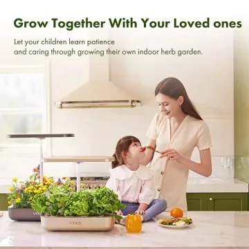 LYKO 12 Pods Hydroponics Growing System Kit, Indoor Garden w/Full-Spectrum 36W Grow Light, Indoor Herb Garden Automatic Timer, Height Adjustable 3.5L Water Tank, Gifts for Women (Gold)