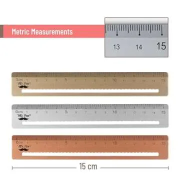 Mr. Pen- Steel Rulers, 3 pcs, 15cm, Silver, Gold, Rose Gold, Centimeter Ruler, Metric Metal Ruler Set, mm Ruler, Metal Rulers, Small Metal Ruler Metal Straight Edge, Steel Ruler, Standard Ruler