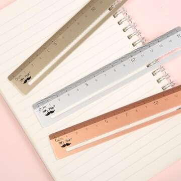 Mr. Pen- Steel Rulers, 3 pcs, 15cm, Silver, Gold, Rose Gold, Centimeter Ruler, Metric Metal Ruler Set, mm Ruler, Metal Rulers, Small Metal Ruler Metal Straight Edge, Steel Ruler, Standard Ruler