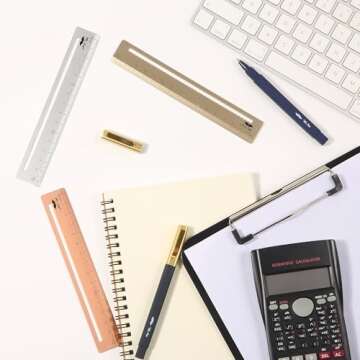 Mr. Pen- Steel Rulers, 3 pcs, 15cm, Silver, Gold, Rose Gold, Centimeter Ruler, Metric Metal Ruler Set, mm Ruler, Metal Rulers, Small Metal Ruler Metal Straight Edge, Steel Ruler, Standard Ruler