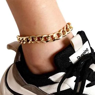 Kelistom Gold Plated Cuban Link Anklet Set - Chic & Durable