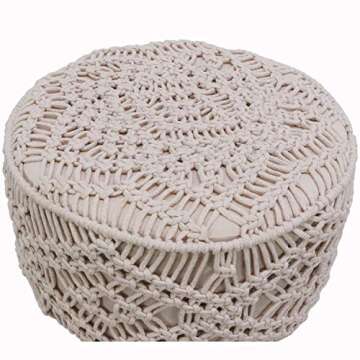 Decor Therapy Nirobi Crocheted 3-Leg Wooden Stool, Natural