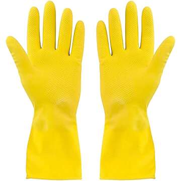 SteadMax 3/6 Pairs Cleaning Gloves, Reusable Natural Rubber Dish Gloves, Waterproof Latex Non-Slip Dishwashing Gloves for Kitchen and Household (Large, 3 Pack)