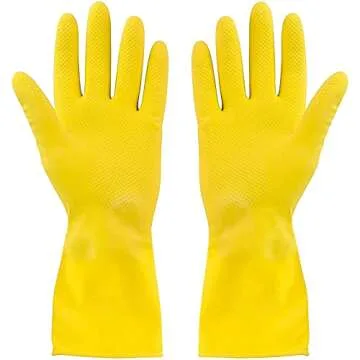 SteadMax 3/6 Pairs Cleaning Gloves, Reusable Natural Rubber Dish Gloves, Waterproof Latex Non-Slip Dishwashing Gloves for Kitchen and Household (Large, 3 Pack)
